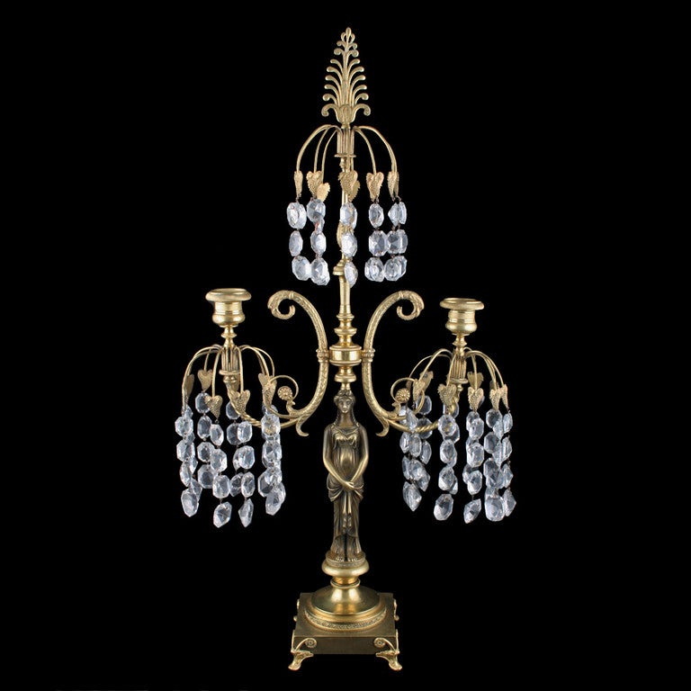 Regency Gilt Metal Candelabra & Candlesticks