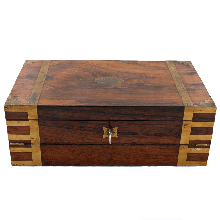 British Regency Campaign Rosewood Box Desk For Sale