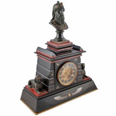 Unusual Victorian Egyptian Style Marble Mantel Clock