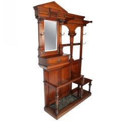 Victorian Walnut Hall Stand with Seat