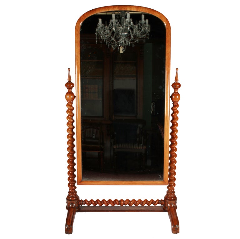 Victorian Walnut Cheval Mirror