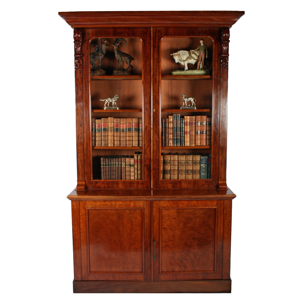 Victorian Mahogany Glazed Bookcase  For Sale