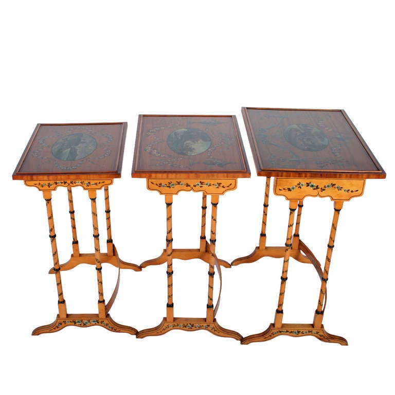 Nest of Painted Satinwood Tables