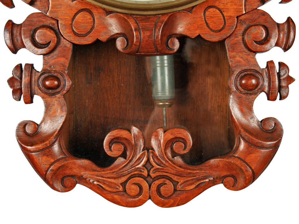 British 19th Century Oak Cased Double Fusee Wall Clock For Sale