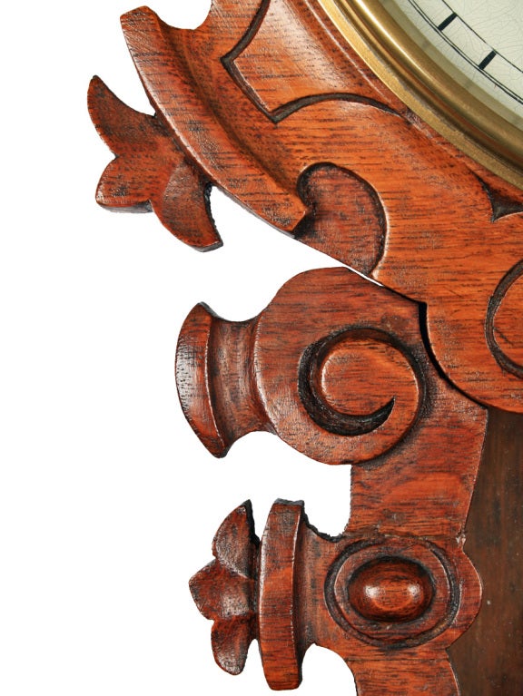 19th Century Oak Cased Double Fusee Wall Clock For Sale 1