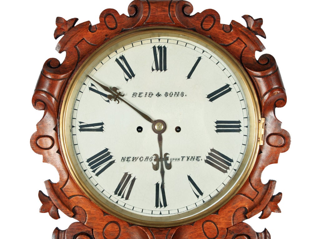 19th Century Oak Cased Double Fusee Wall Clock For Sale 2