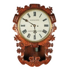 19th Century Oak Cased Double Fusee Wall Clock