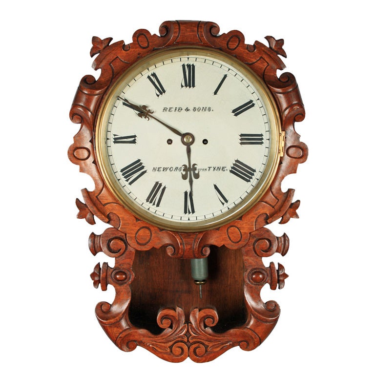 19th Century Oak Cased Double Fusee Wall Clock For Sale