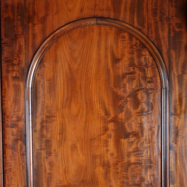 British Victorian Mahogany Three Door Wardrobe For Sale