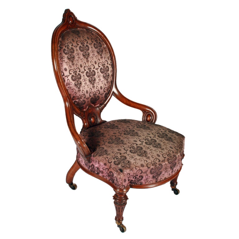 Fine Pair of Victorian Walnut Ladies Chairs