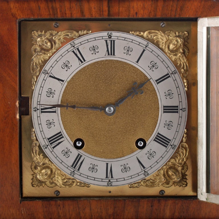 German Victorian Walnut Cased Lenzkirch Mantel Clock For Sale