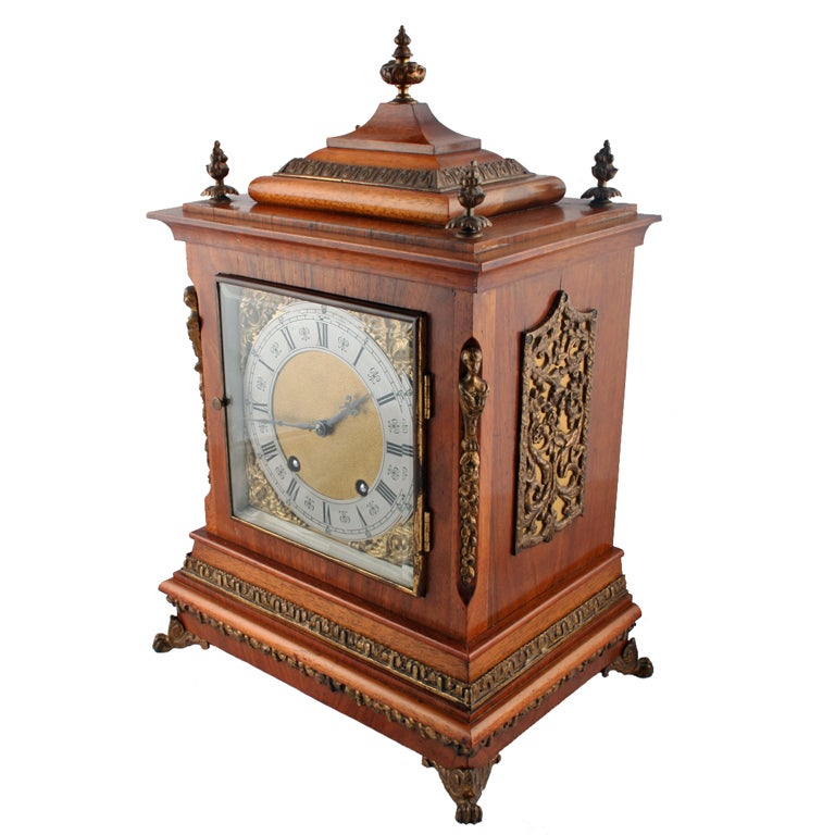 Victorian Walnut Cased Lenzkirch Mantel Clock For Sale