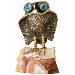 Vintage Bronze Owl Sculpture, signed C. Jere 1969