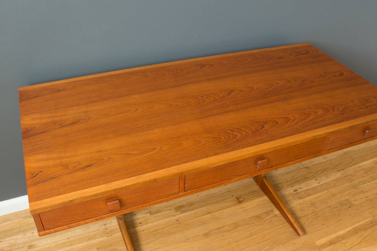 Scandinavian Modern Danish Modern Teak Cantilever Desk by Georg Petersens Mobelfabrik