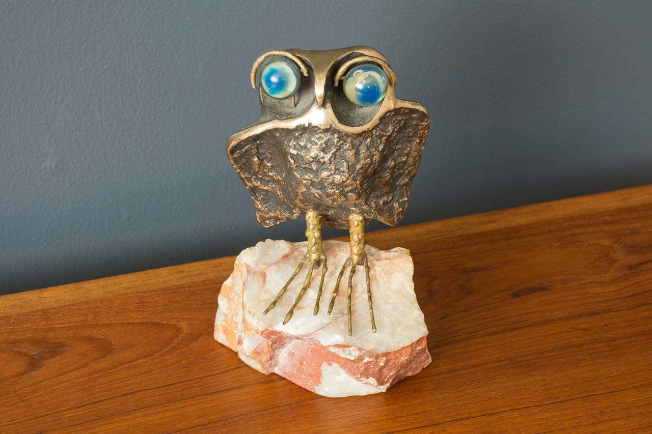 Bronze Owl Sculpture, signed C. Jere 1969 In Excellent Condition In San Francisco, CA