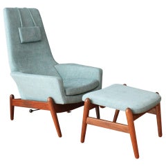 Danish Modern Recliner and Ottoman by Ib Kofod-Larsen