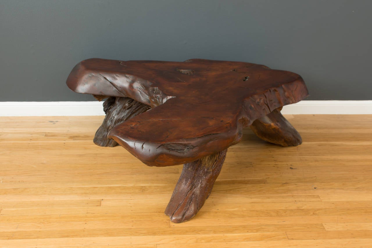 Vintage Redwood Slab Coffee Table In Excellent Condition In San Francisco, CA