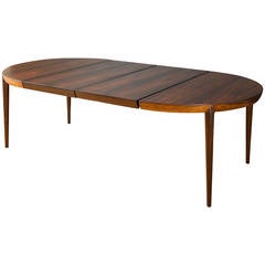 Danish Modern Rosewood Dining Table with Leaves by Severin Hansen