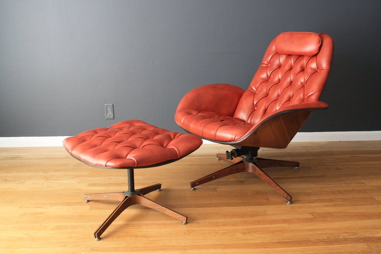 Mid-Century Modern Vintage Lounge Chair and Ottoman by George Mulhauser for Plycraft