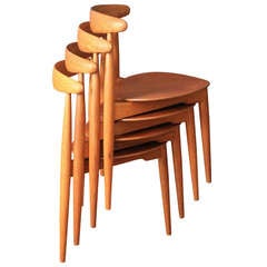 Set of Four Hans Wegner "Heart" Dining Chairs