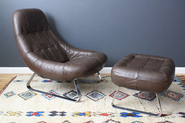 Brazilian Vintage Lounge Chair and Ottoman by Percival Lafer