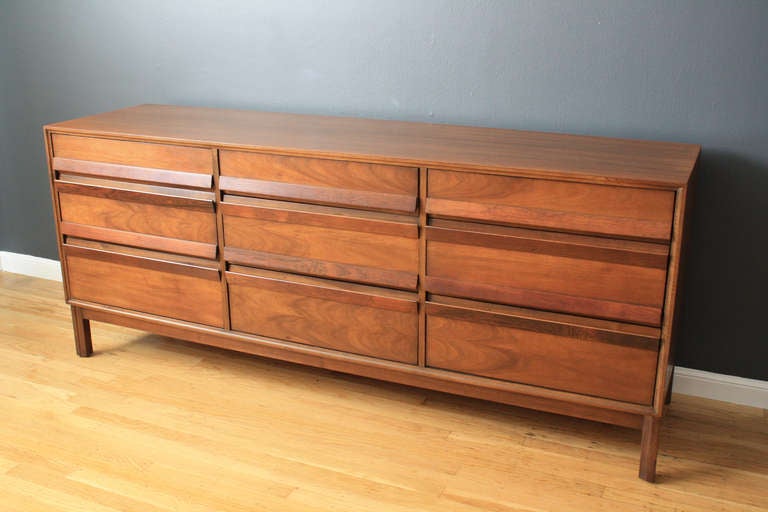 Walnut Mid-Century Modern Dresser by American of Martinsville