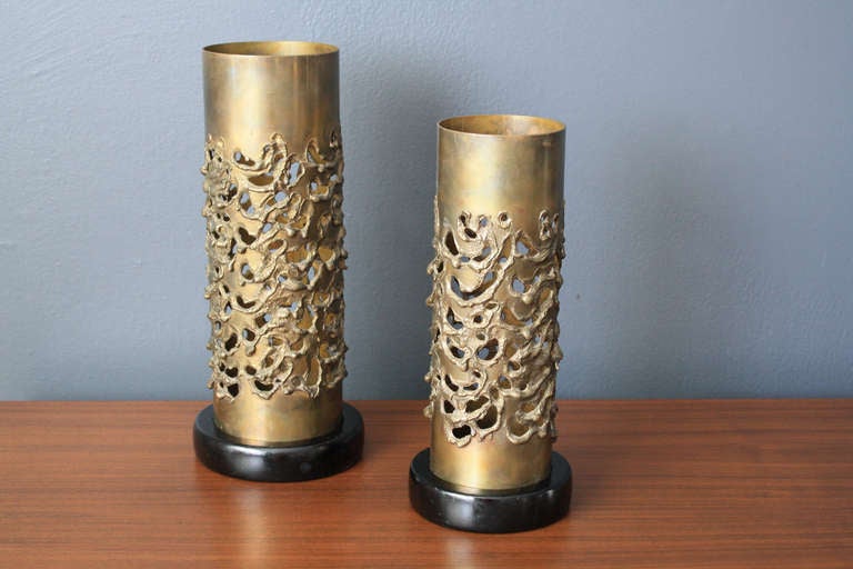 Mid-Century Modern Pair of Vintage Mid-Century Brutalist Candle Holders by Robert Stanton
