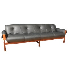 Leather and Rosewood Sofa by Percival Lafer