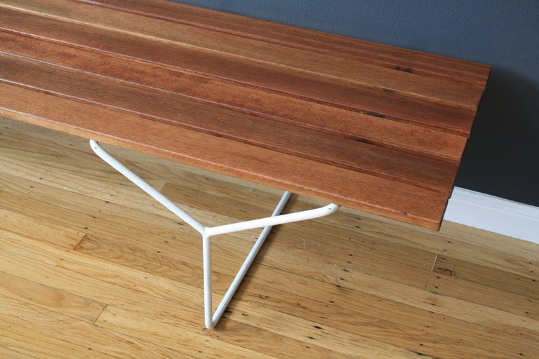 20th Century Vintage Mid-Century Slat Bench