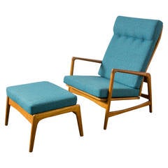 Danish Modern Recliner and Ottoman