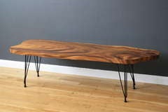 Vintage Mid-Century Wood Slab Coffee Table
