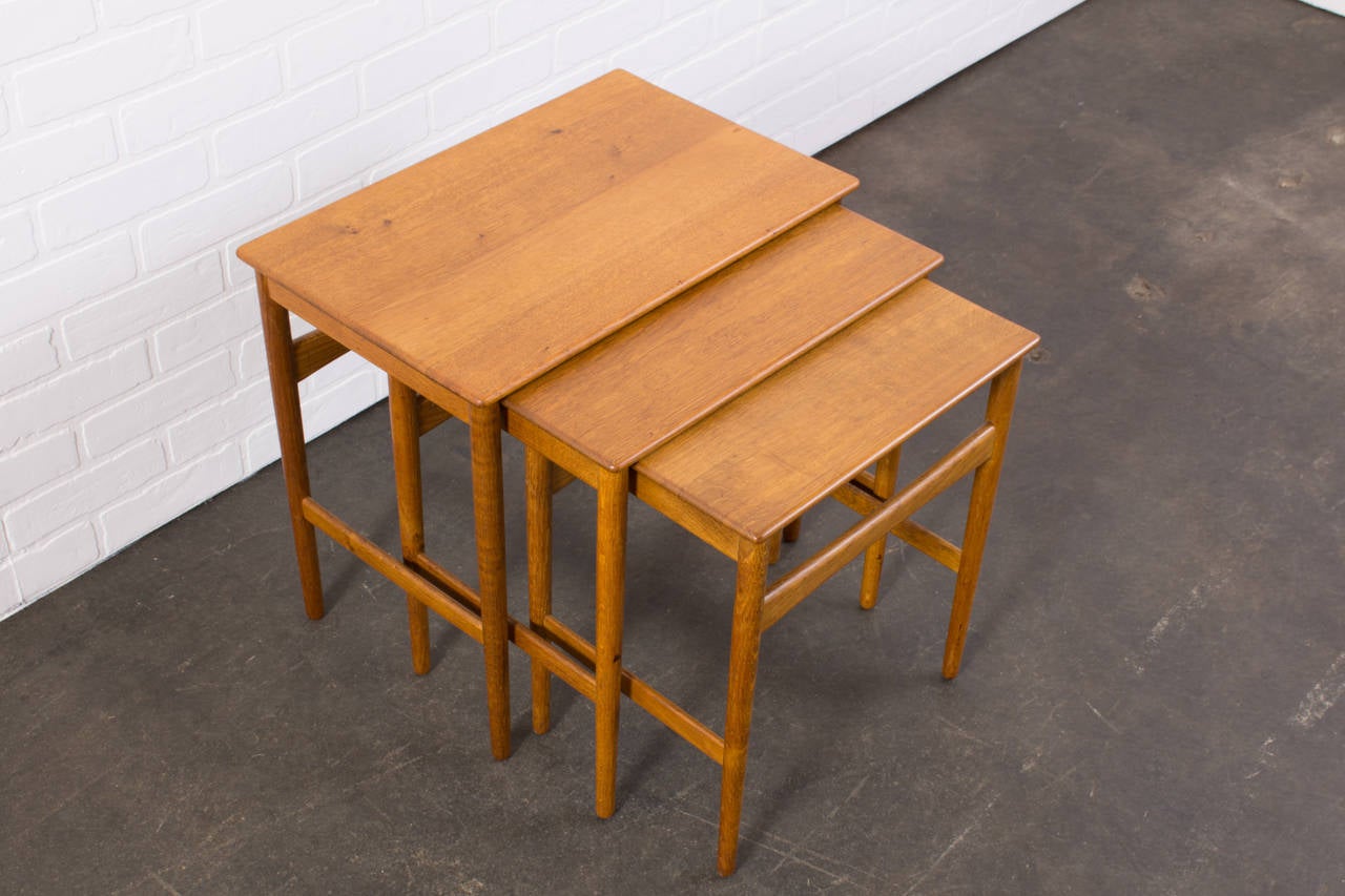 20th Century Set of Three Danish Modern Nesting Tables by Hans Wegner