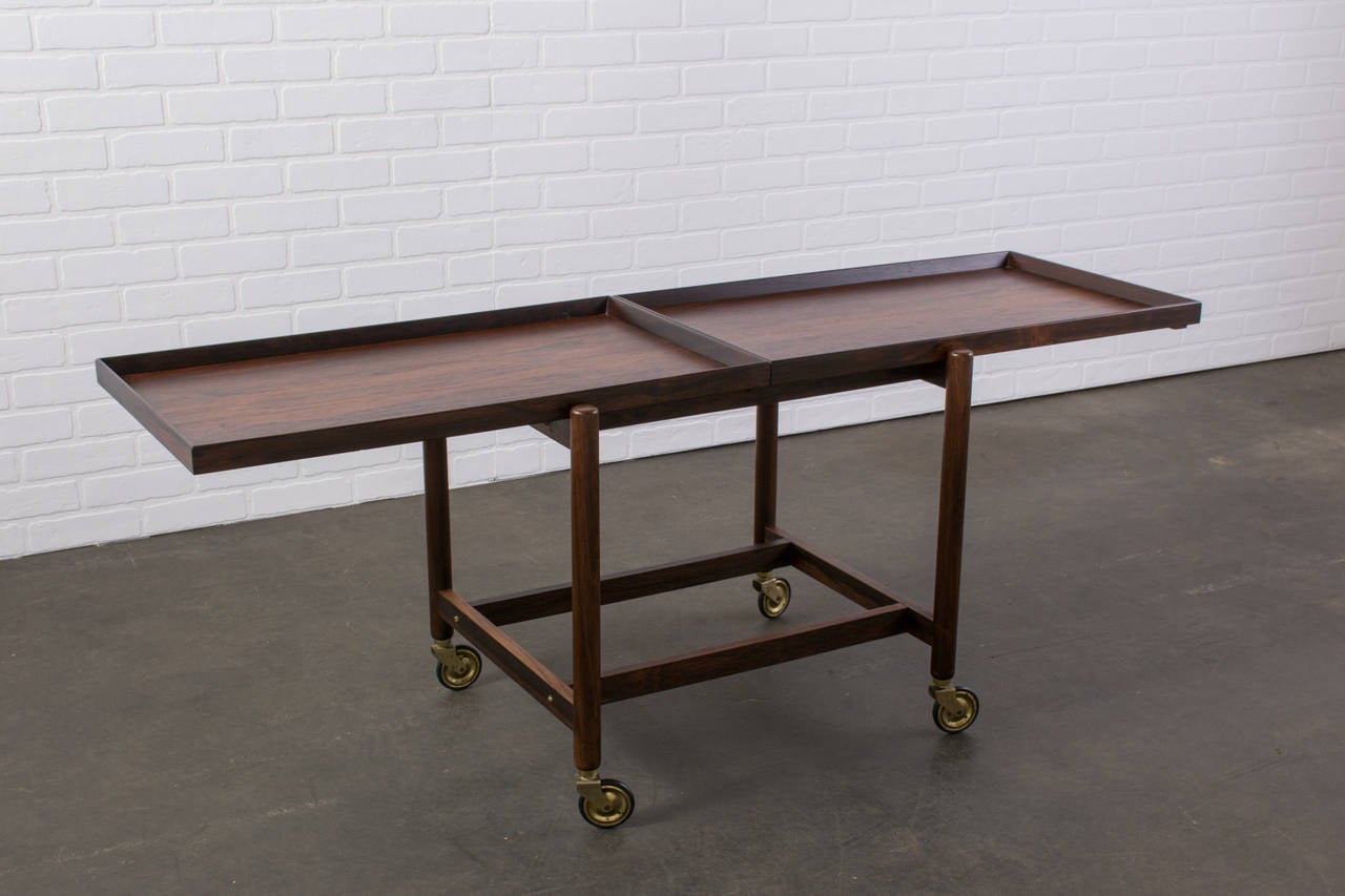 Danish Modern Rosewood Bar Cart by Poul Hundevad In Good Condition In San Francisco, CA