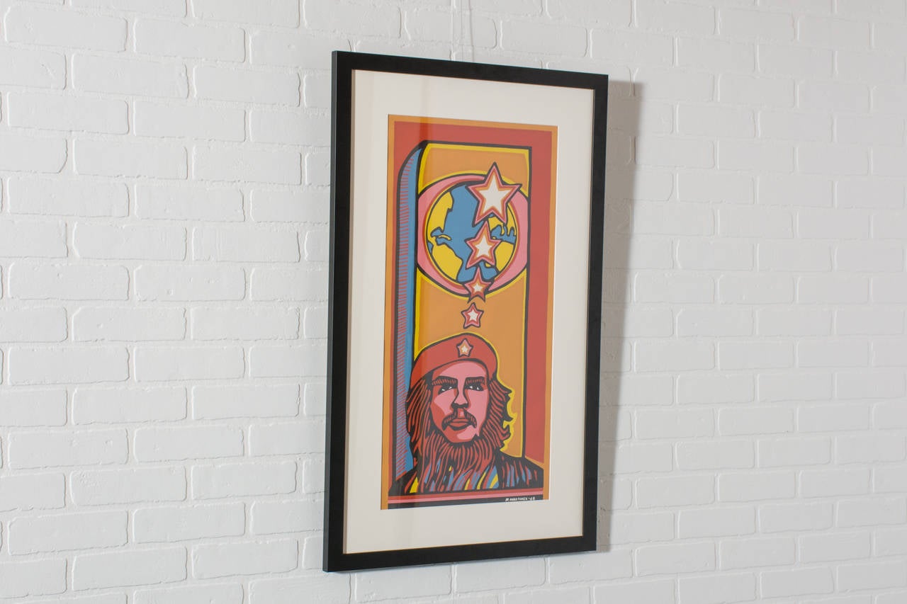 Il s'agit d'une sérigraphie Che Guevara du milieu du siècle, réalisée par l'artiste pop Raúl Martínez (1927-1995). Elle est signée R. Martinez, 1968. Raúl Martínez était un peintre, designer et graphiste cubain primé dont les œuvres sont exposées