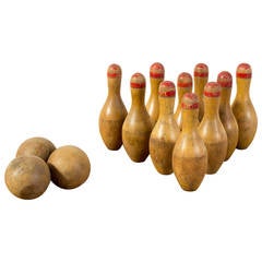 Vintage Wood Bowling Set