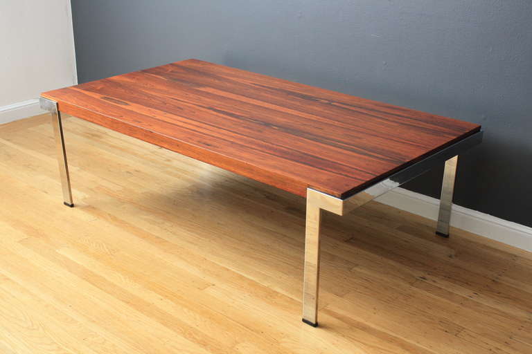 Mid-Century Modern Vintage Rosewood and Chrome Coffee Table by Milo Baughman