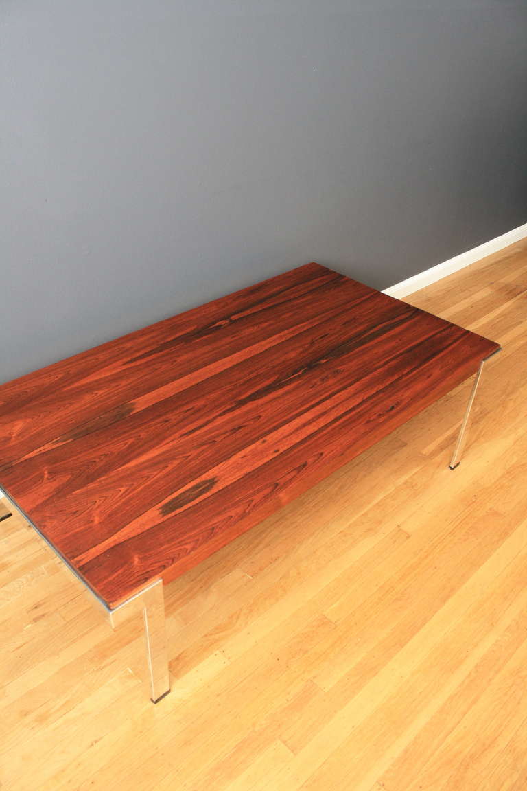 American Vintage Rosewood and Chrome Coffee Table by Milo Baughman