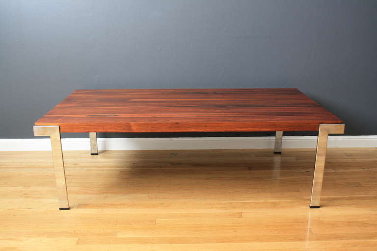 Vintage Rosewood and Chrome Coffee Table by Milo Baughman 3