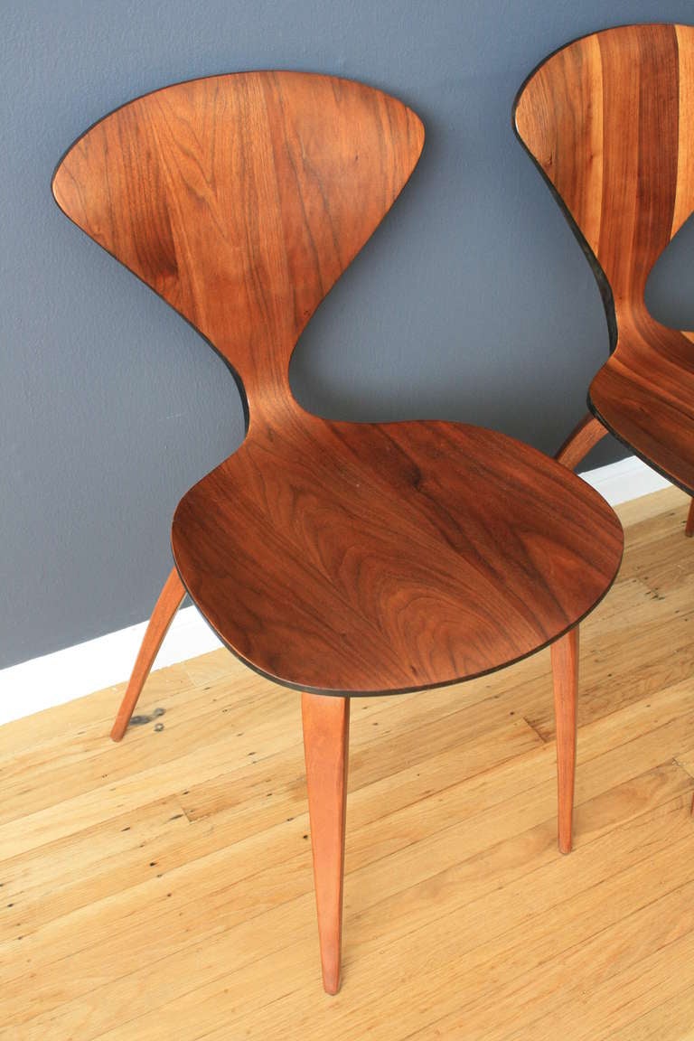 Walnut Set of Eight Vintage Cherner Dining Chairs