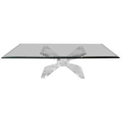 Vintage Lucite and Glass Butterfly Coffee Table