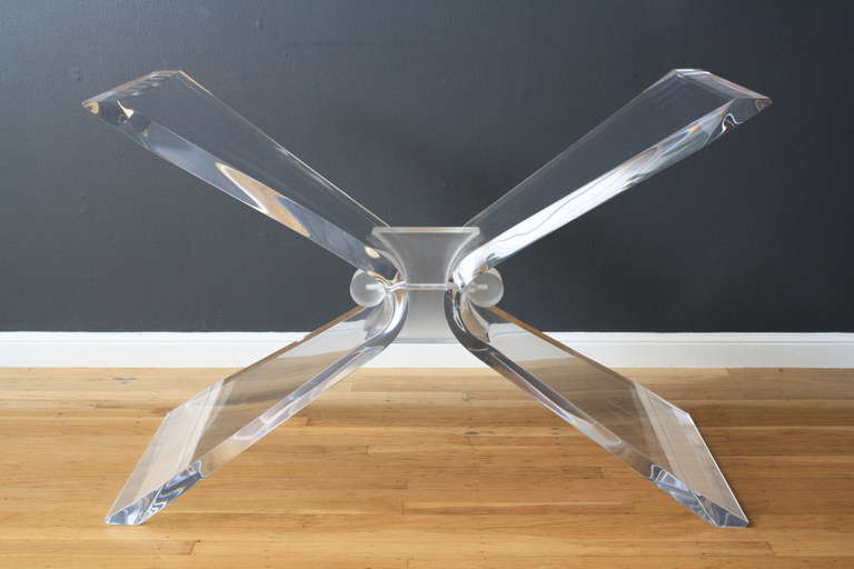 This is a vintage lucite butterfly dining table base in the manner of Leon Frost.