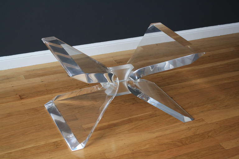 Mid-Century Modern Vintage Lucite and Glass Butterfly Coffee Table