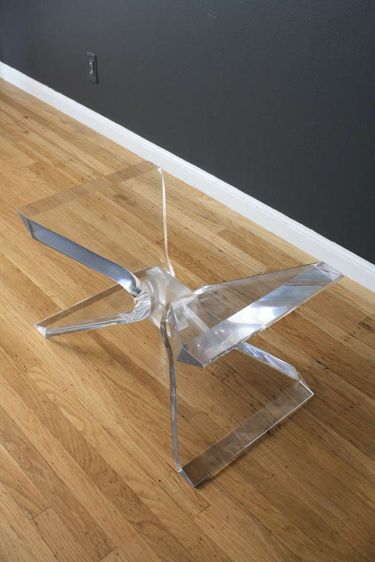 American Vintage Lucite and Glass Butterfly Coffee Table