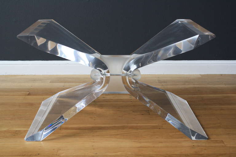 Vintage Lucite and Glass Butterfly Coffee Table In Good Condition In San Francisco, CA