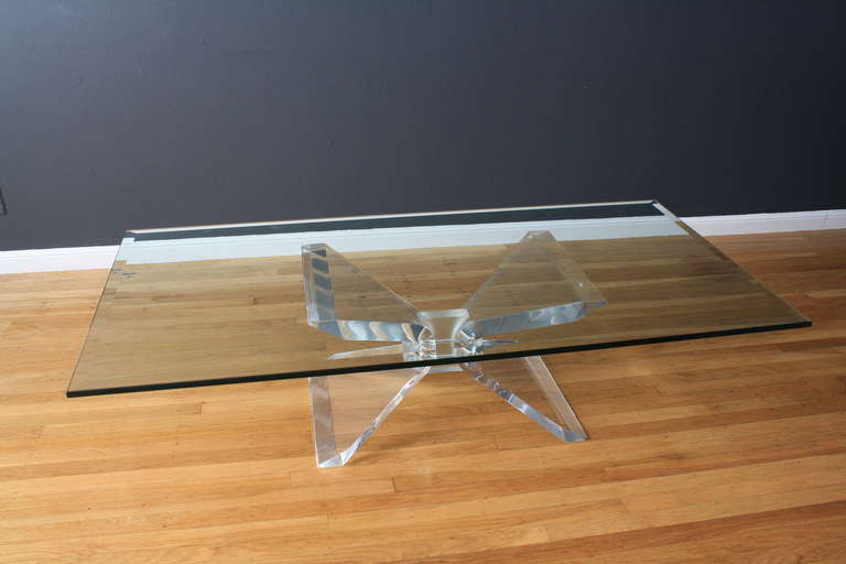 Vintage Lucite and Glass Butterfly Coffee Table 2