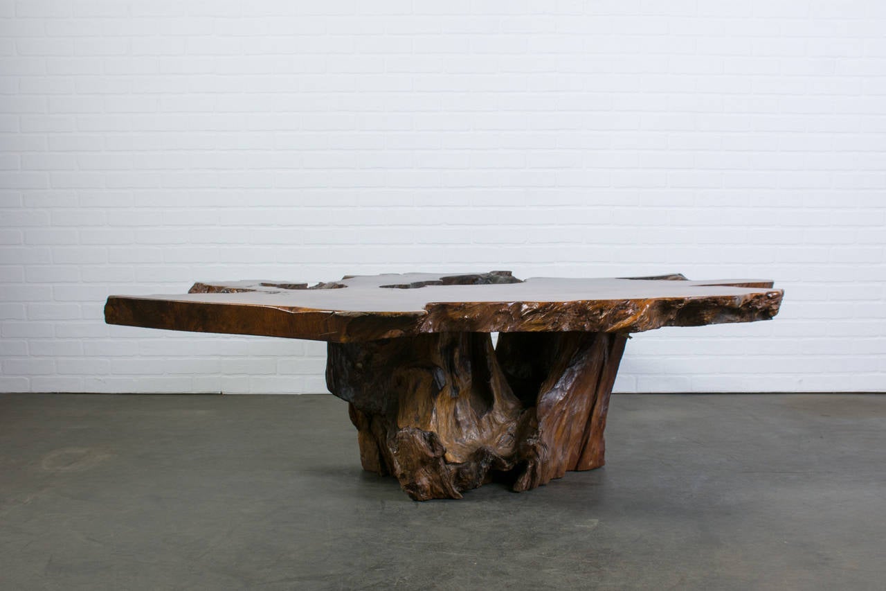 20th Century Vintage Burl Wood Slab Coffee Table