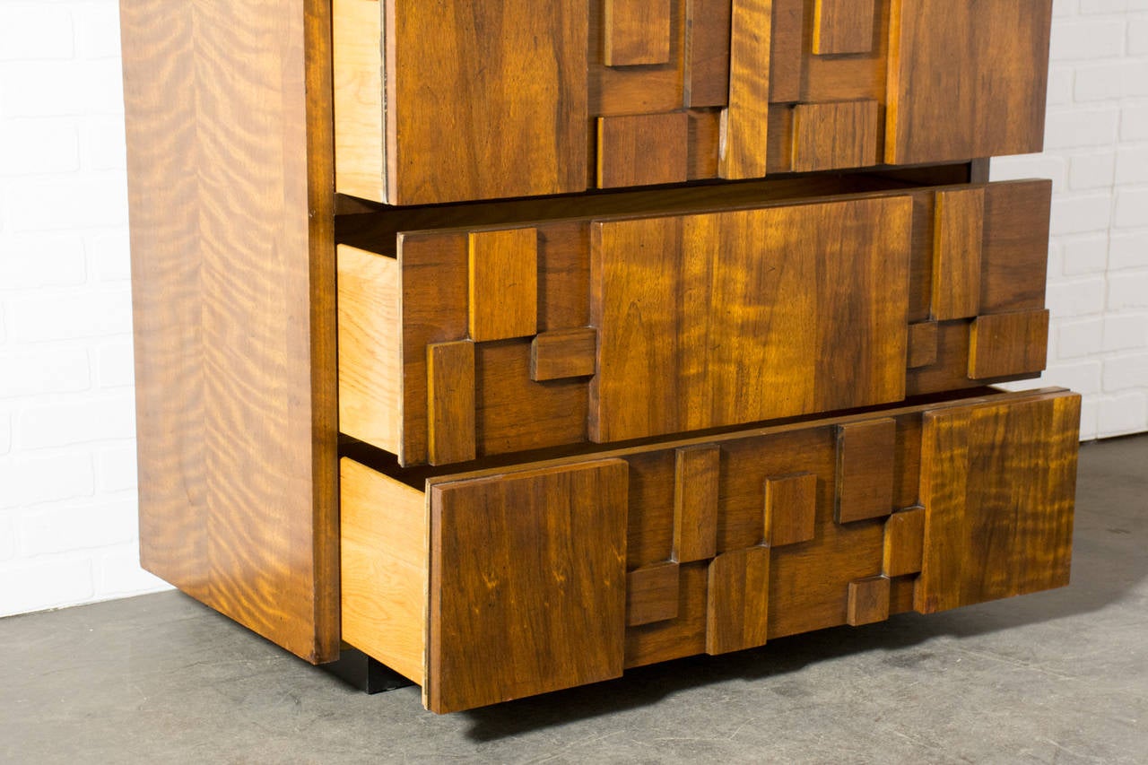 Mid Century Modern Tall Brutalist Dresser by Lane at 1stdibs