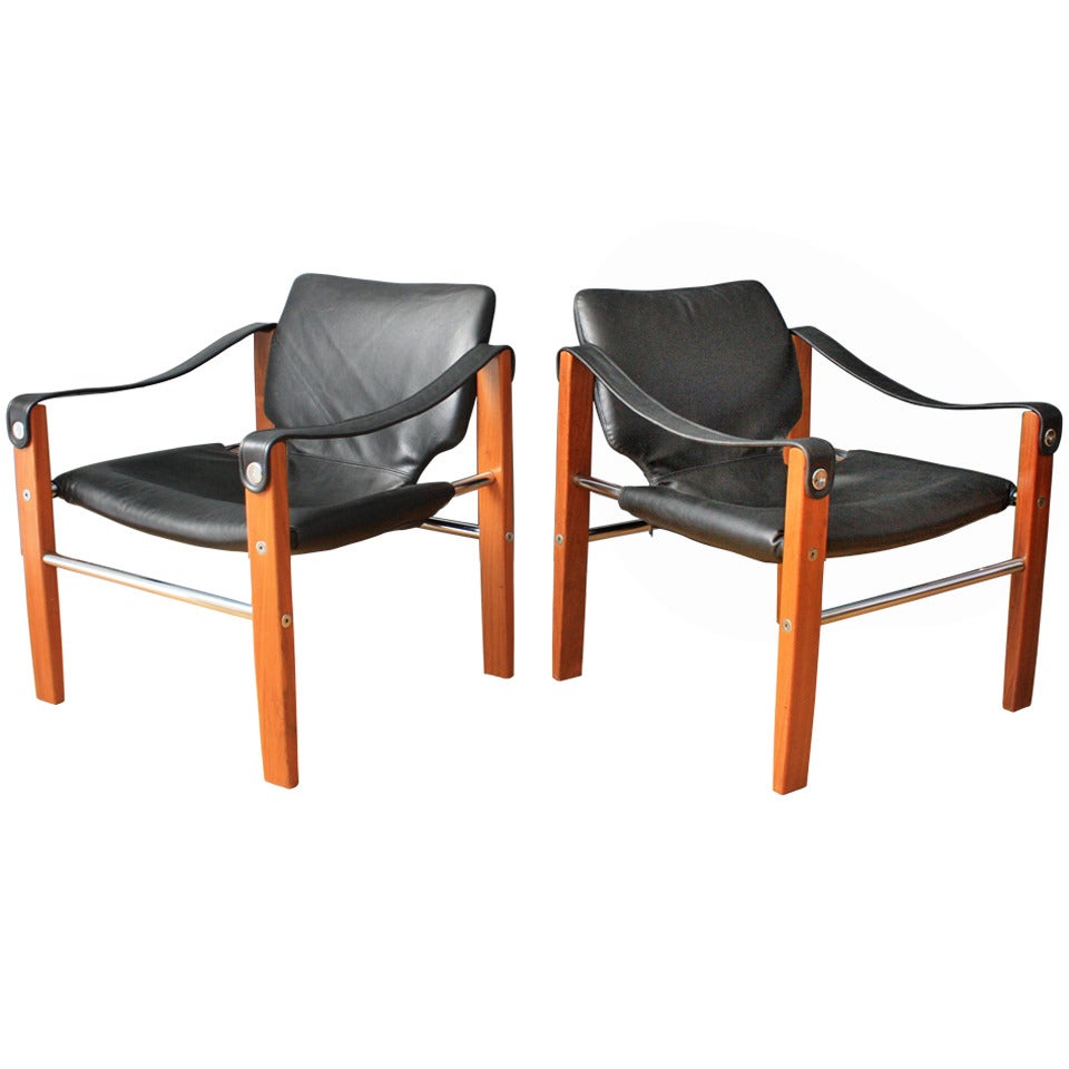 Pair of Vintage Mid-Century Safari Chairs