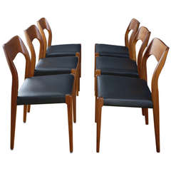 Set of Six Vintage Midcentury Moller Dining Chairs