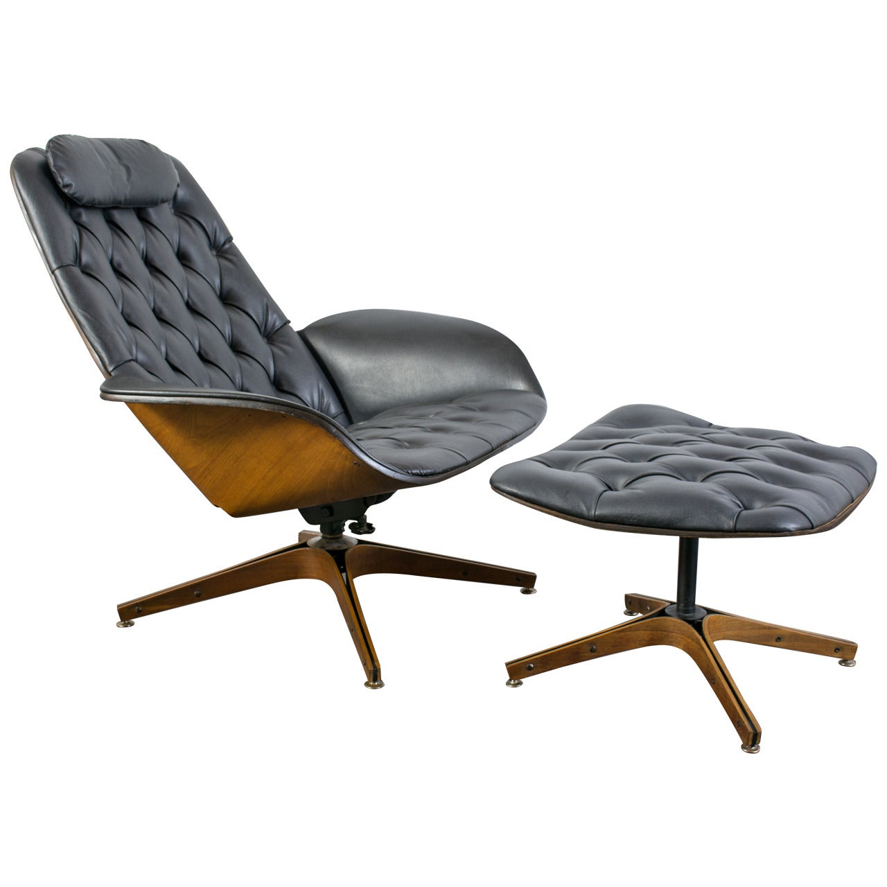 Mid-Century Modern Lounge Chair and Ottoman by George Mulhauser for Plycraft